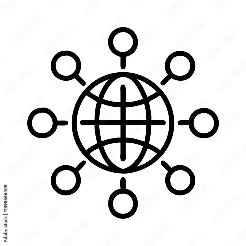 Poster global network connection icon vector illustration for internet communication and worldwide web desi
