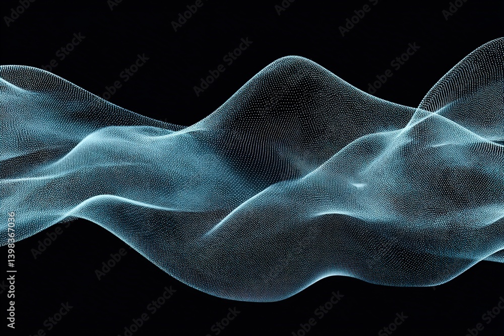 Fototapete Digital waves flow smoothly against a dark background creating a mesmerizing visual display of light and movement