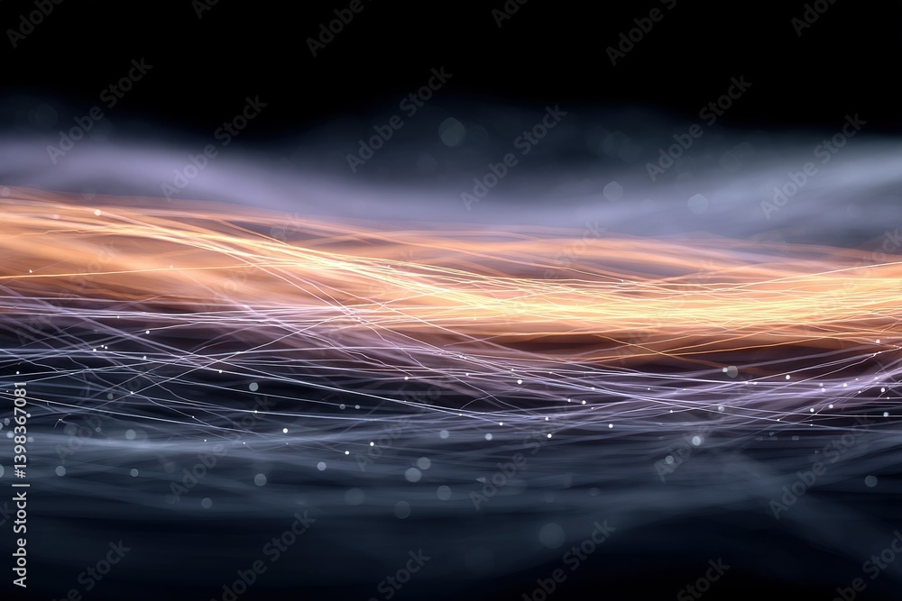 Poster colorful light trails swirl in dark background creating an abstract pattern of energy and motion