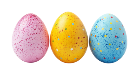 Colorful easter eggs display festive event vibrant environment view. Isolated on transparent background, png.