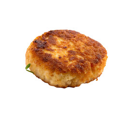 Fried patty isolated on white background.