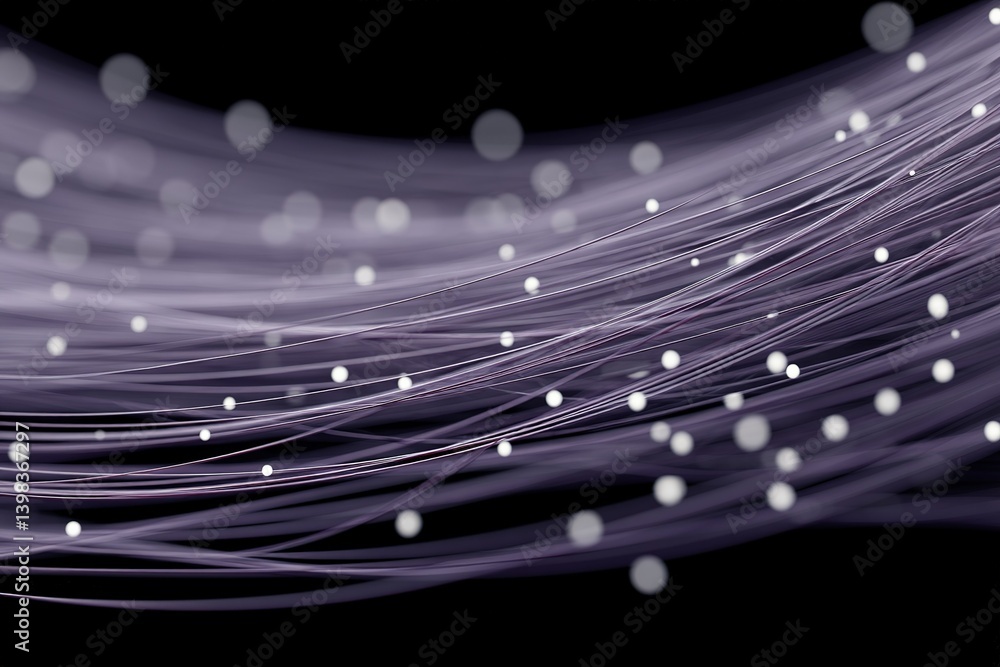 Poster creative display of glowing strands and shimmering particles against a dark backdrop