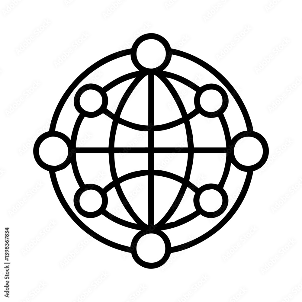 Poster global network connection icon representing worldwide communication and technology concept vector de