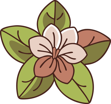 flower with green leaves, simple design clip art preview