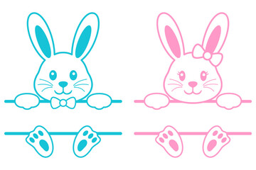 Easter bunny holding message sign vector