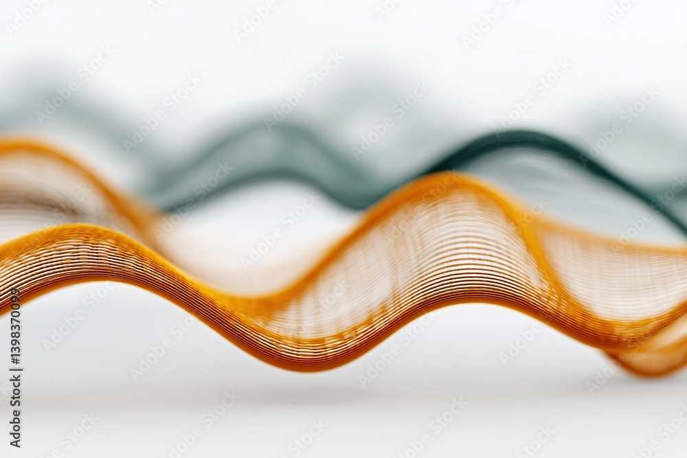 Poster abstract design featuring wavy lines in orange and green colors on a white background showcasing dep
