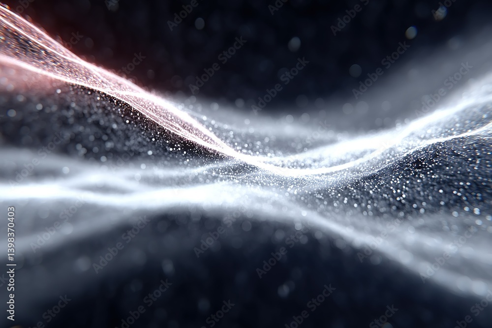 Aufkleber visual representation of flowing energy waves in dark space with shimmering particles at night