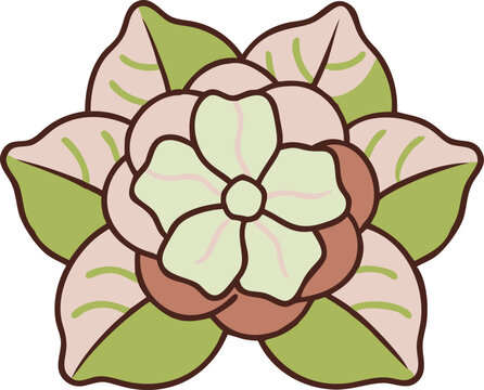 flower with green leaves and pink petals clip art preview
