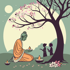 Obraz premium Buddha's Birthday or Buddha Day is a primarily Buddhist festival that is celebrated in most of South, Southeast and East Asia, commemorating the birth of the prince Siddhartha Gautama, who became the 