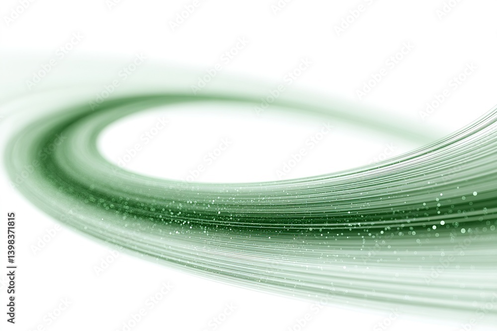 Poster Fluid green lines create a dynamic abstract pattern in a light background with a sense of movement and depth