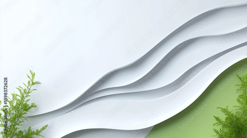 Poster modern abstract design with white background and green elements digital art minimalist style