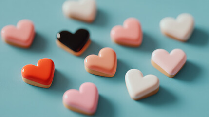 Obraz premium Heart shaped candy valentine's day sweets love dessert food background holiday celebration romance gift