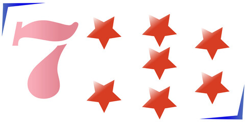 Counting number for kids-- number 7 stars, Vector illustration