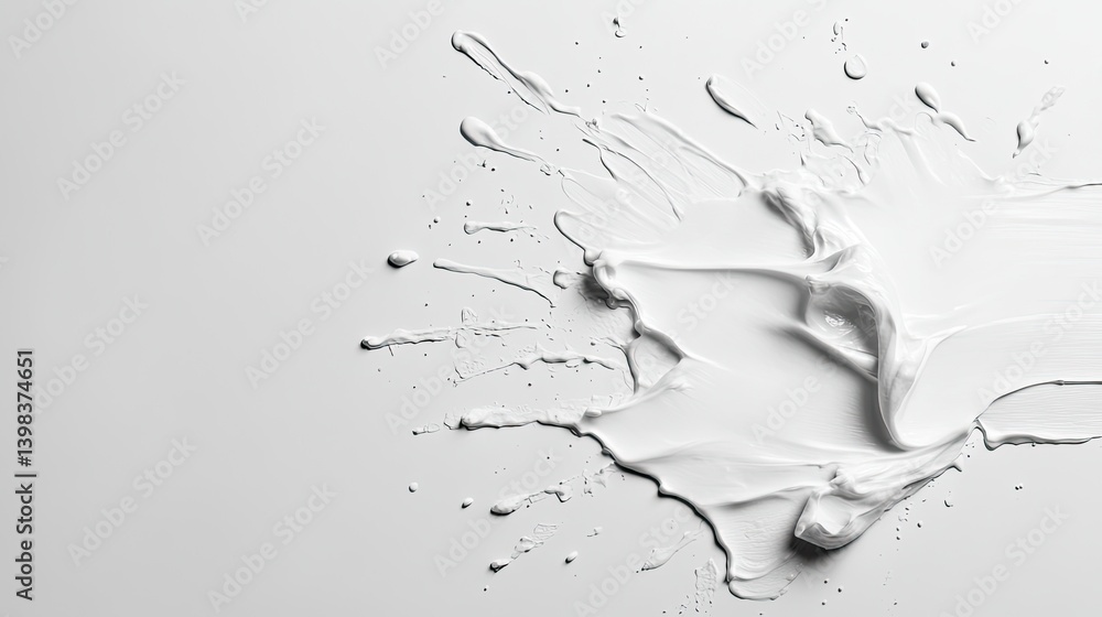 Poster dynamic paint splash action on white background abstract art minimalist style studio environment