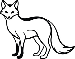 fox silhouette black colour with white background 