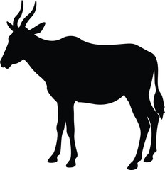 Eland silhouette black colour with white background 