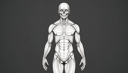 Obraz premium Anatomy Drawing of Human Muscular and Skeletal System