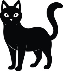 Cat silhouette black colour with white background 
