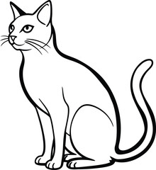 Cat silhouette black colour with white background 