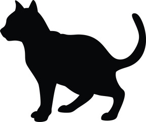 Cat silhouette black colour with white background 