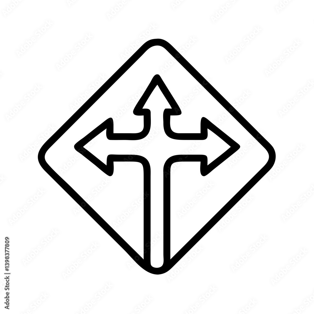 Poster direction sign vector icon road choice decision arrow left right up symbol navigation way path route