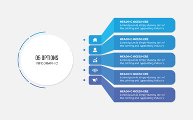 Creative Circle Infographic Template Design with 5 Steps Options