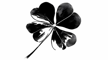 A leaf clover stencil, black and white, Generative AI illustrations. 