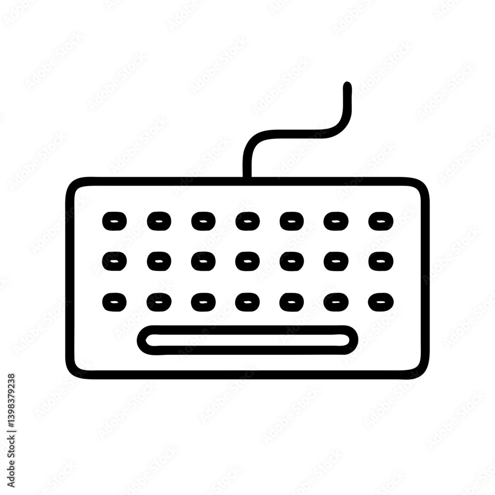 Poster keyboard vector graphic design for computer input device and technology equipment outline style icon