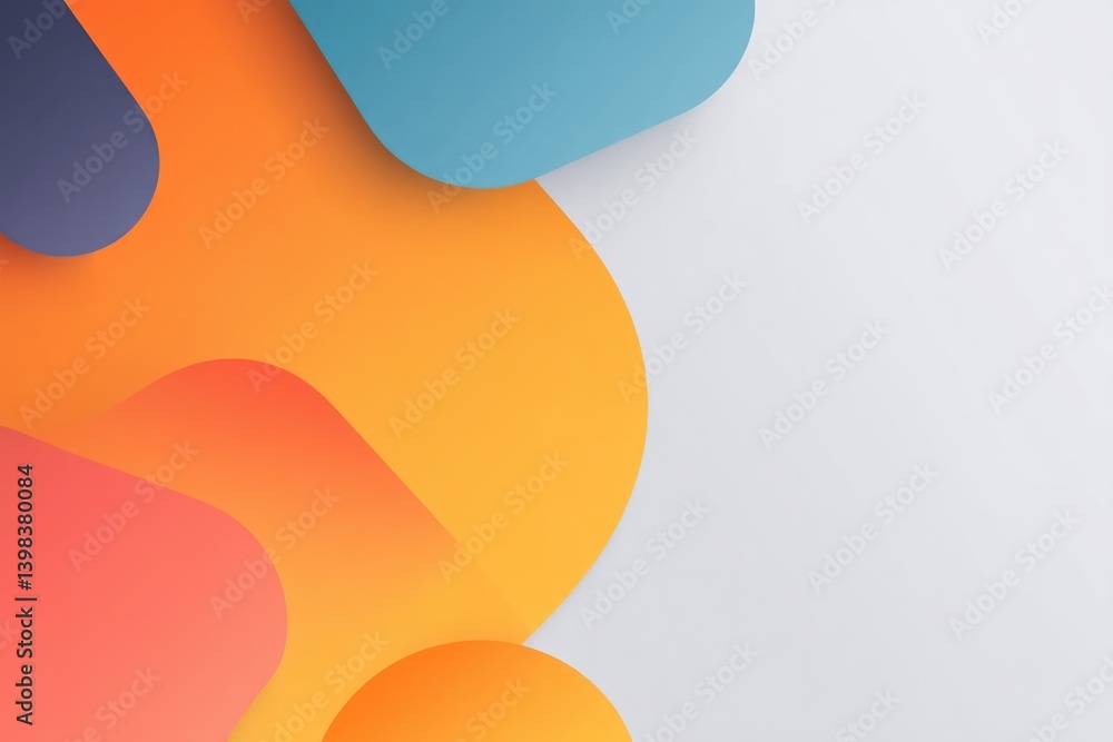 Poster clean minimalistic digital art piece with vibrant abstract shapes on plain contrasting background