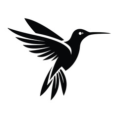 Fototapeta premium Hummingbird silhouette black clipart design on a white background
