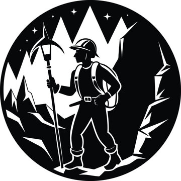 recommend clip art: Cave Explorer Round Silhouettes Vector | Adventure, Exploration & Nature Line Art