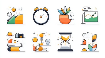 Business management icon set concept. Clean and modern business management icon set