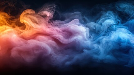 Abstract Colorful Smoke Art: A Symphony of Blue, Orange, and Pink Hues