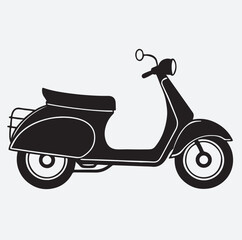 scooter silhouette vector art illustration, vintage scooter vector illustration
