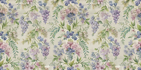 A beautiful floral pattern featuring delicate purple and pink blossoms.