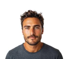 Portrait of handsome man professional environment engaging concept. Isolated on transparent background, png.