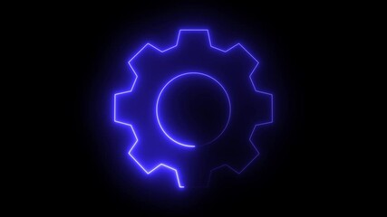 Settings icon animation isolated, gear setting icon on black background, Spinning gears, and Rotating Gears icon animated video