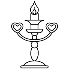 Romantic Candlestick Line Drawing