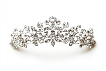 A silver tiara with gems isolated on white background
