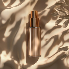 Luxury Skincare Bottle on Soft Gold Fabric