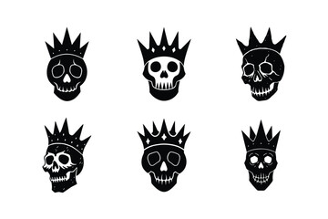 skull wearing crown vector art silhouette