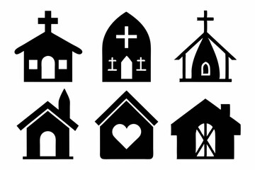 Fototapeta premium christian home icon set sihouette black vector