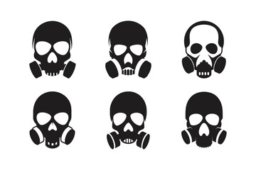 skull wearing gas mask vector art silhouette