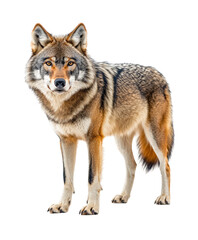 Obraz premium Wild wolf observing in its natural habitat wildlife. Isolated on transparent background, png.