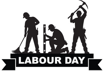 World Labor Day Celebration with Construction Workers Silhouette