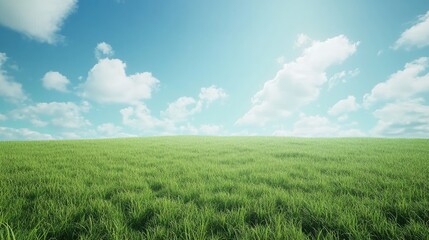 Serene Green Grassland Under a Blue Sky
