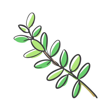 green leaves branch simple style clip art preview