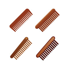 A set of wood comb vector art illustration