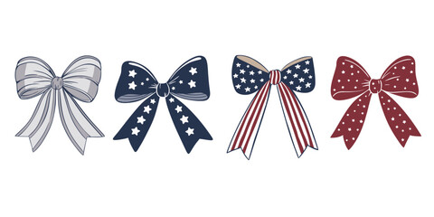 Bows decorated in the style of the USA flag. Flag USA. American holidays. 4th of july. Independence day