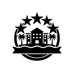 Luxury Five Star Resort Icon Vacation Hotel Symbol